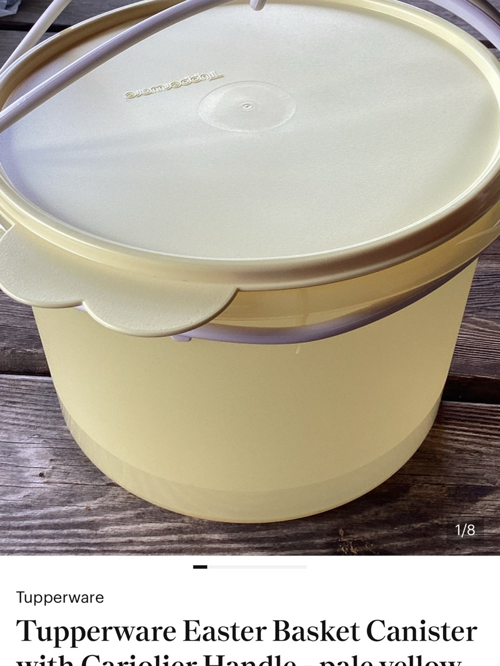 Tupperware Pale Yellow Storage Canister with Handle